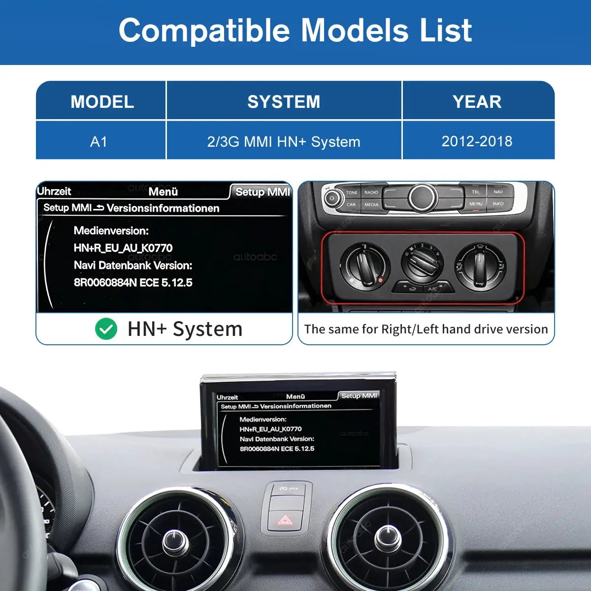 12.3'' Ultra-thin Multimedia touchScreen Wireless Carplay Android Auto For Audi A1 2012-2018 With Mirror Link Airplay Function by InterCyprus Trading Ltd
