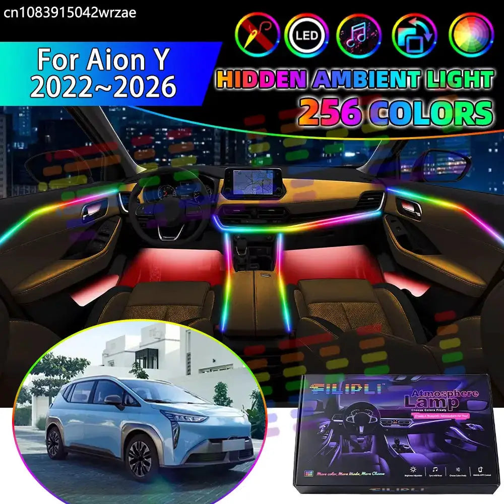For Aion Y 2022~2026 Hycan Z03 UMO5 2023 RGB Car Interior Ambient Lights Strips Breathing Lighting Kit App Control LED strips by InterCyprus Trading Ltd