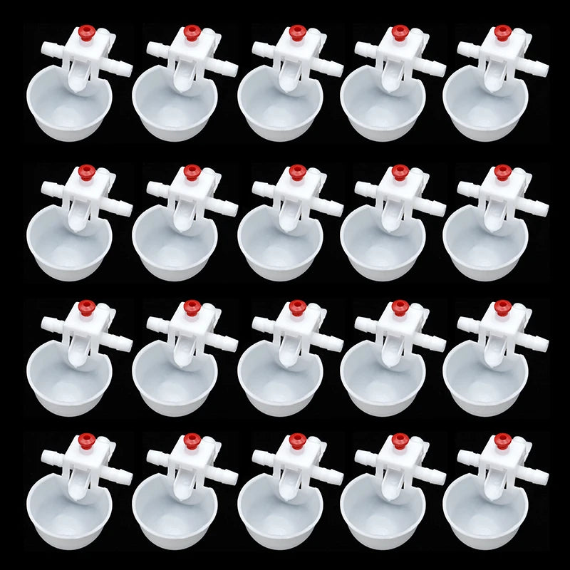 10/20 Sets White Chicken Waterer &ndash; Auto Drinker 9.5mm Cups 20pcs