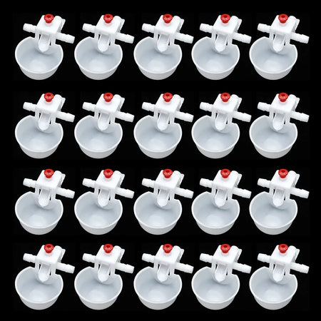 10/20 Sets White Chicken Waterer &ndash; Auto Drinker 9.5mm Cups 20pcs