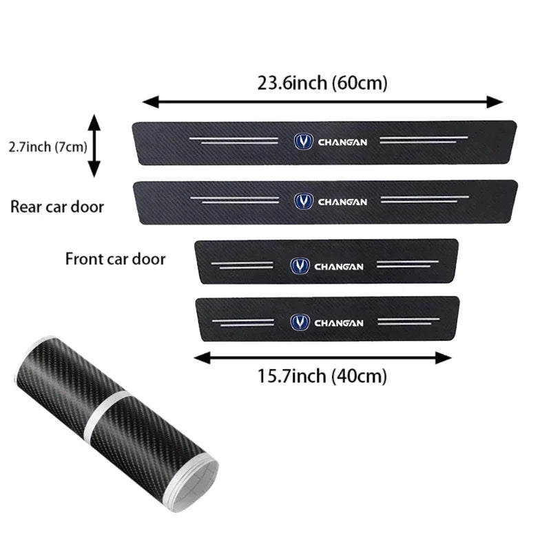 4 Piece Carbon Fiber Car Door Sill Protectors For Changan