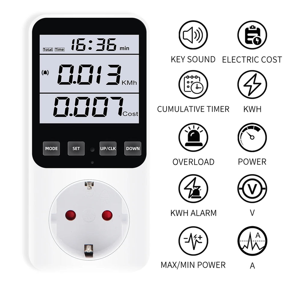 Digital Wattmeter 220V EU Plug &ndash; Energy Usage Monitor