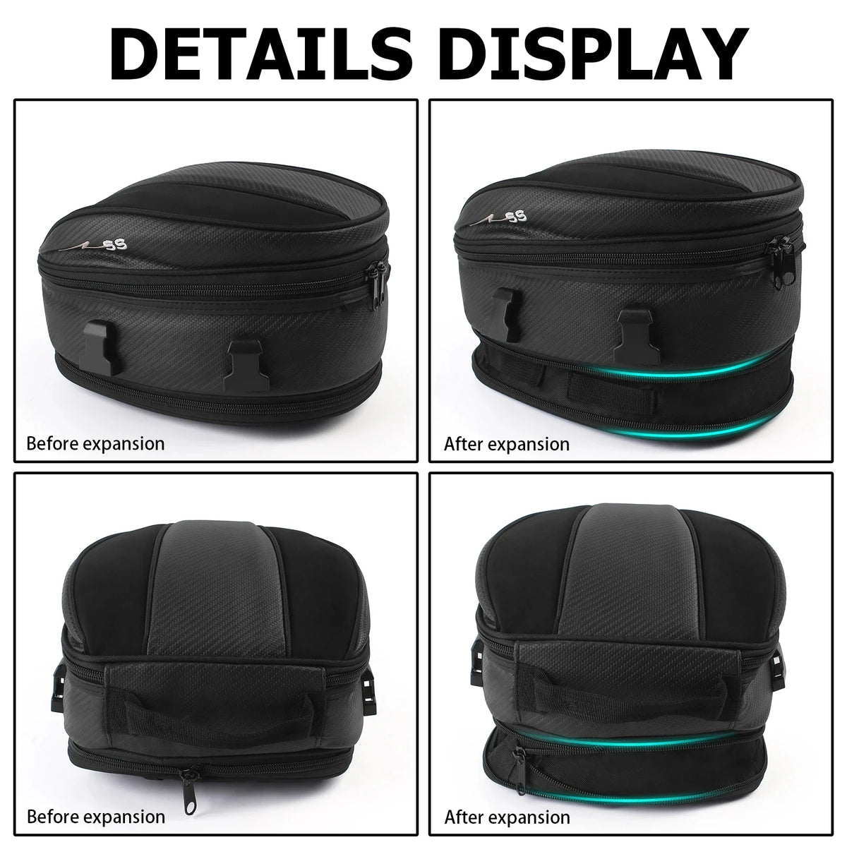 Motorcycle Universal Black Seat Tail Bag &ndash; Waterproof 1680D Material