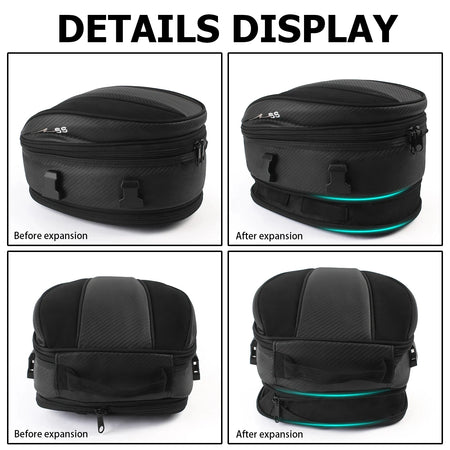 Motorcycle Universal Black Seat Tail Bag &ndash; Waterproof 1680D Material