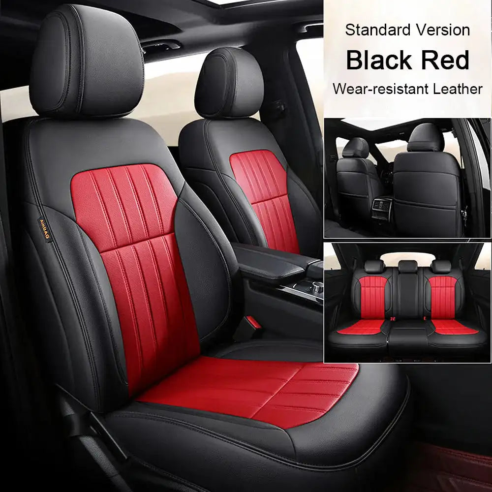 Tesla Model S Nappa Leather Seat Covers Full Set 2016 2021 Black N Red