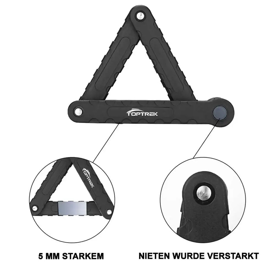 Πτυσσόμενο Κλειδαριά Ποδηλάτου, Υψηλής Ασφάλειας Αλυσίδα 5mm από Κράμα Χάλυβα από Toptrek