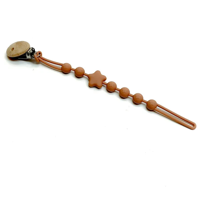 Silicone Pacifier Chain &ndash; Anti-Drop Safety Clip peach