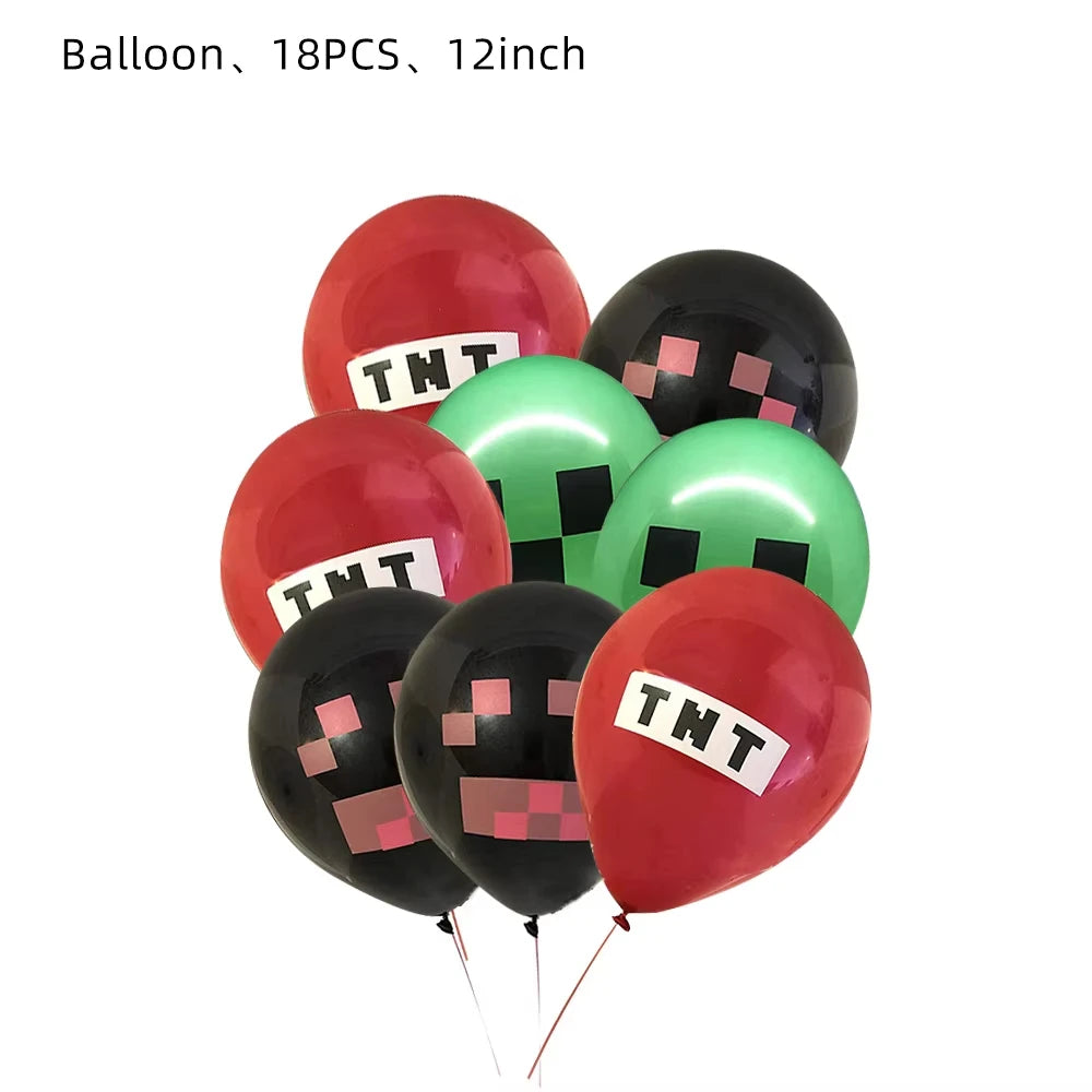 Pixel Game Party Supplies - Disposable Tableware &amp; Decor