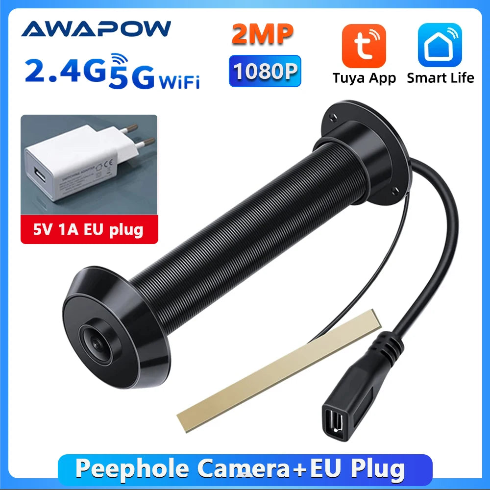 Awapow Tuya Door Peephole Viewer &ndash; 170 Wide Angle Camera With EU Plug / with 32GB TF Card