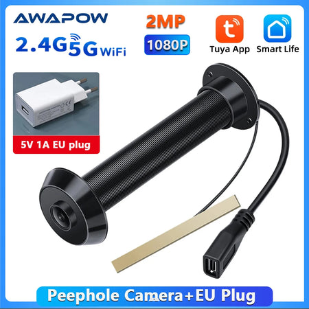 Awapow Tuya Door Peephole Viewer &ndash; 170 Wide Angle Camera With EU Plug / with 32GB TF Card
