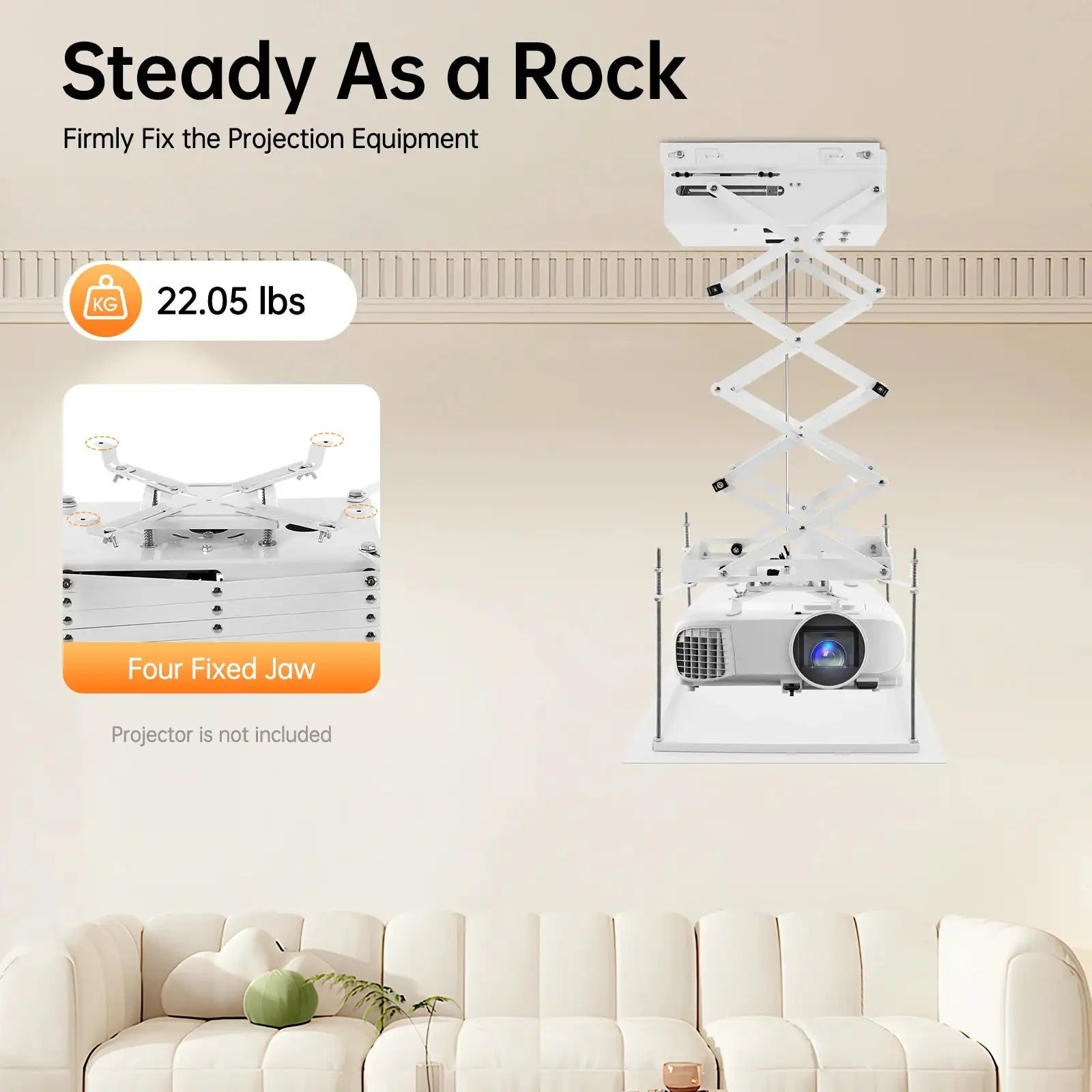 Projector Lift Ceiling Mount &ndash; 22lb Capacity, 24W Remote