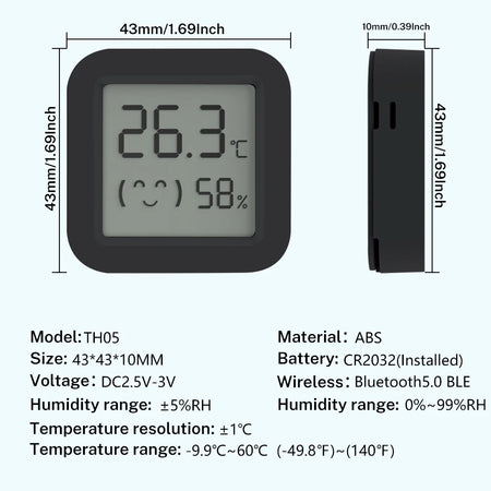Tuya Smart Bluetooth Hygrometer Thermometer with LCD Display