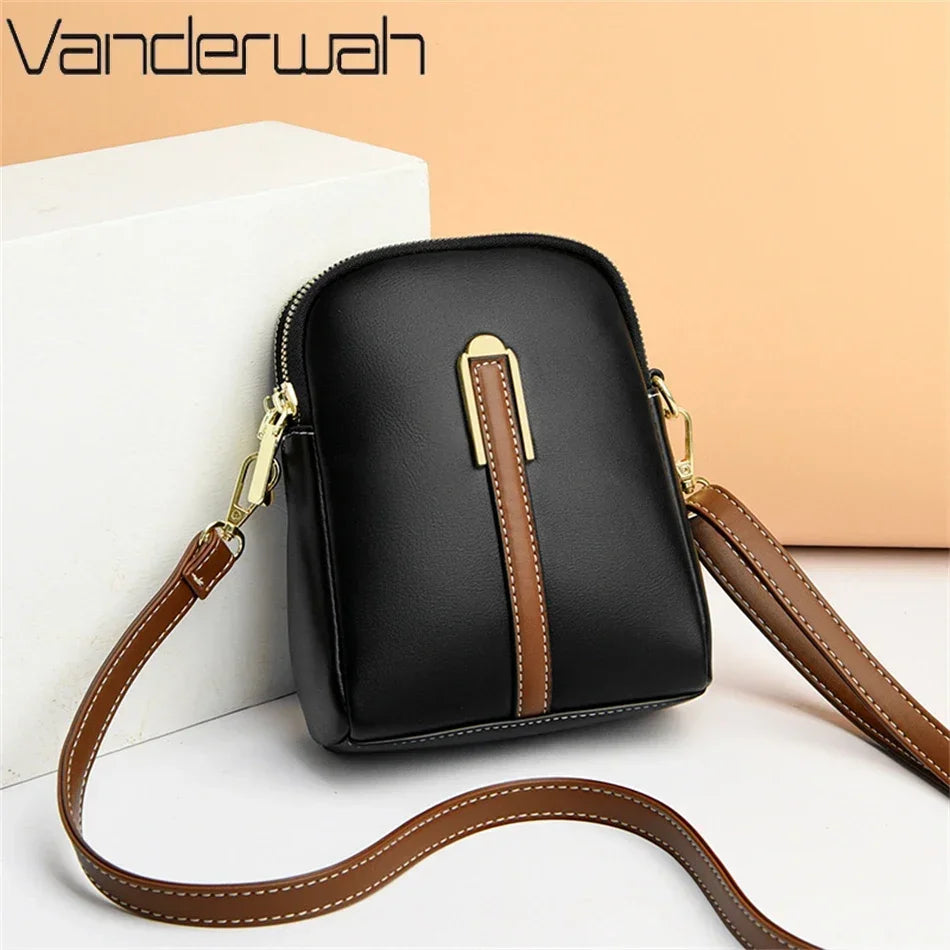 PU kožená taška na mobil pro ženy, luxusní měkká taška přes rameno, designová kabelka