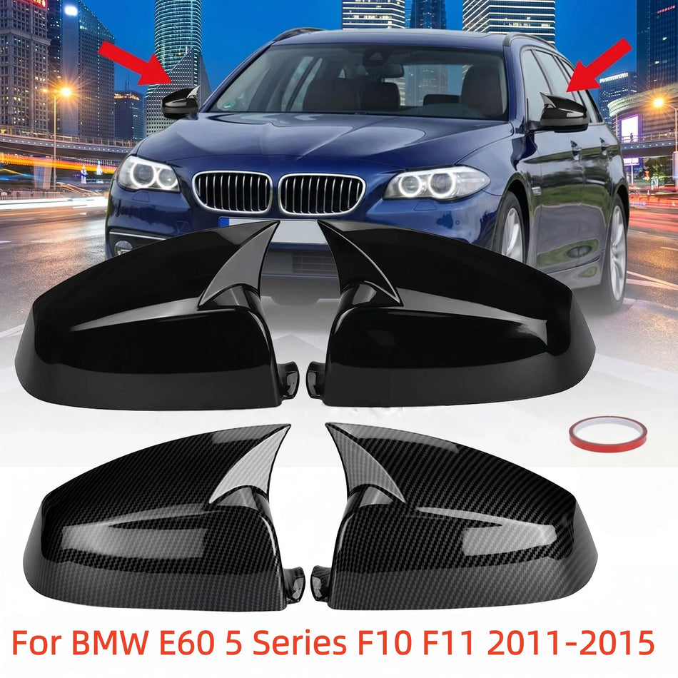 Tampas de Espelho Lateral em Carbono Preto Brilhante para BMW E60 F10 F11 Série 5