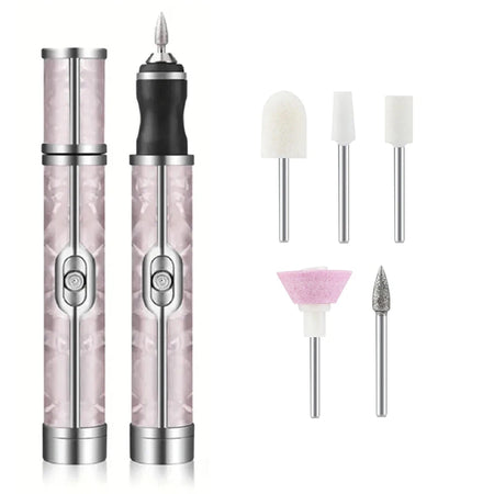 YIKOOLIN Nail Grinders &ndash; Rechargeable USB Mini Drill Set-1-Pink