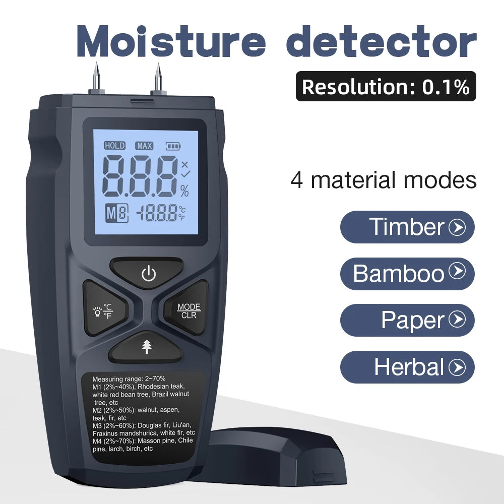Wood Moisture Meter &ndash; High Precision Humidity Readout Blue black