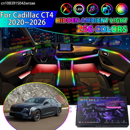 For Cadillac CT4 2020~2026 2021 2022 RGB Car Interior Ambient Lights Strips Breathing Lighting Kit App Control LED strips Auto by InterCyprus Trading Ltd