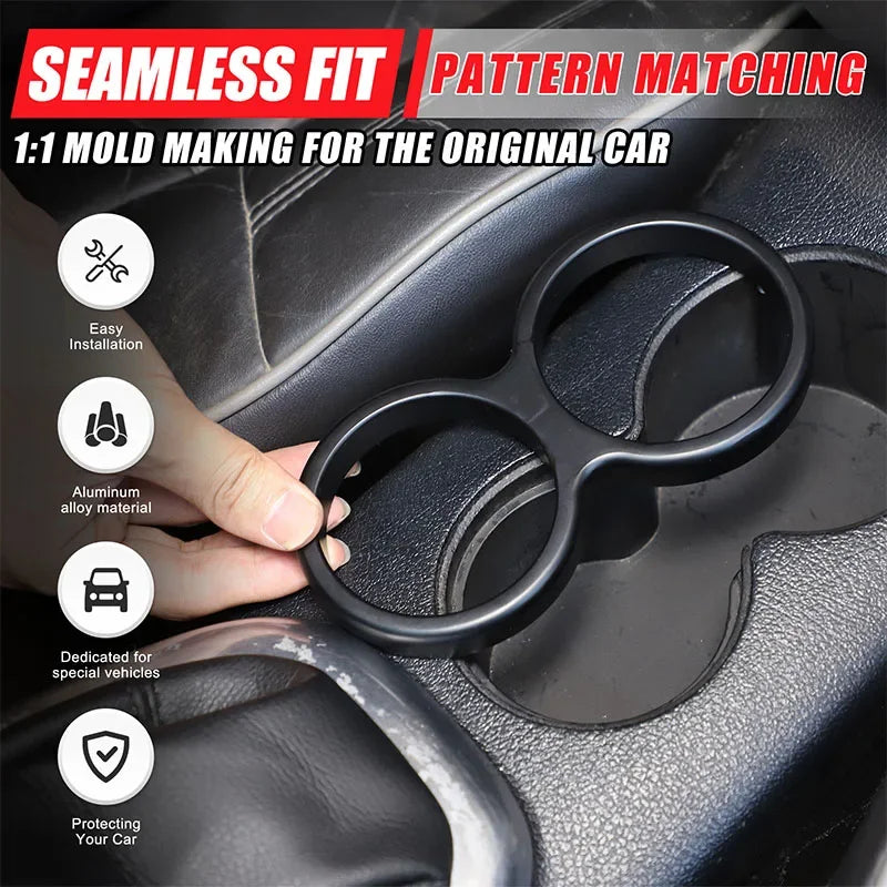 2 Peças Anel de Suporte para Copo em Alumínio Preto Mate H3 2005 2009