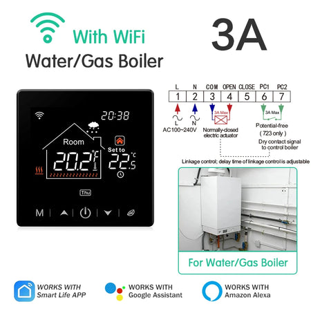 EZAIOT Floor Heating Thermostat &ndash; Tuya WiFi Alexa Ready 3A Boiler