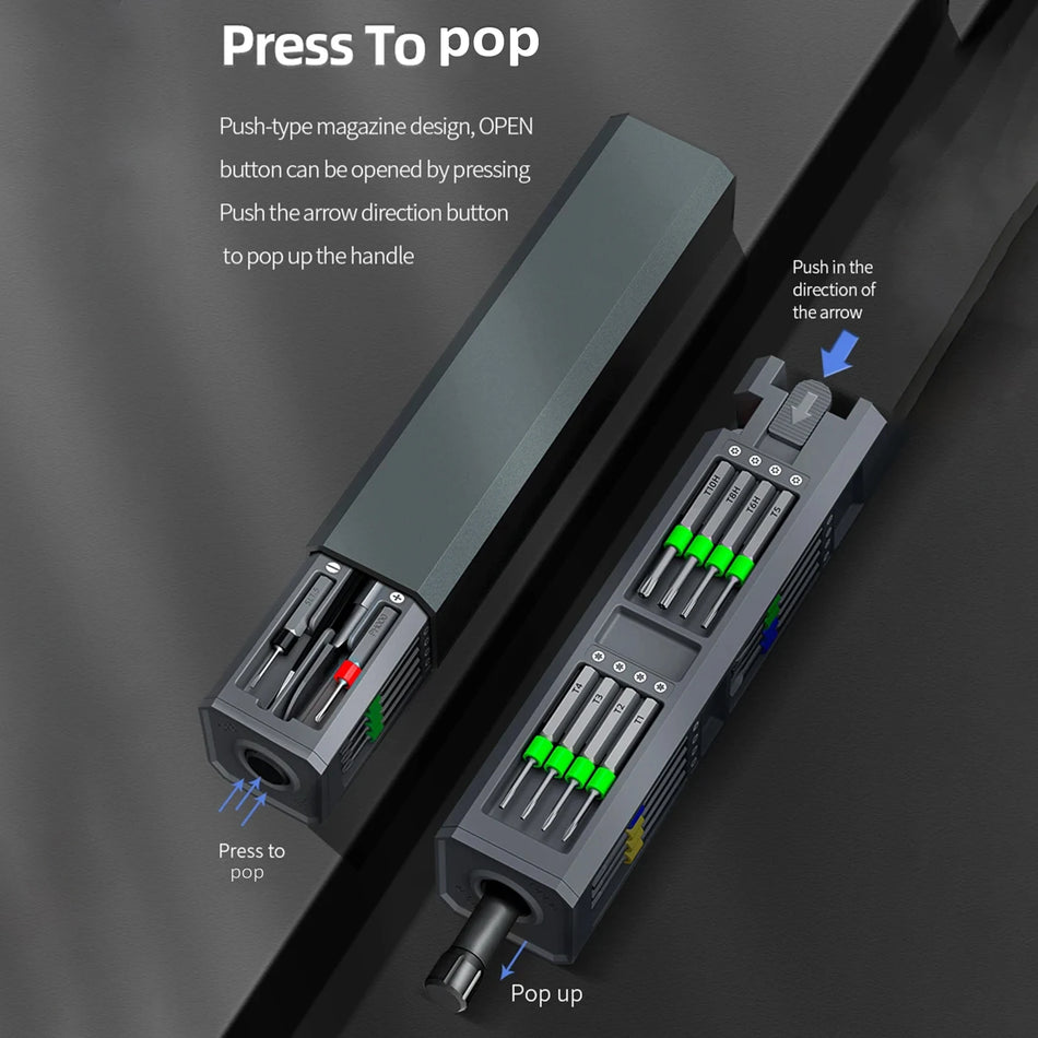 30 I 1 Mini Precision Skruvmejselset Med Magnetiskt Handtag