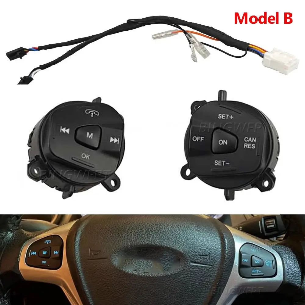 Car Accessories Steering Wheel Volume Control Switch With Blue Backlight For Ford Fiesta MK7 MK8 Ecosport 2013 2014 2015 by InterCyprus Trading Ltd