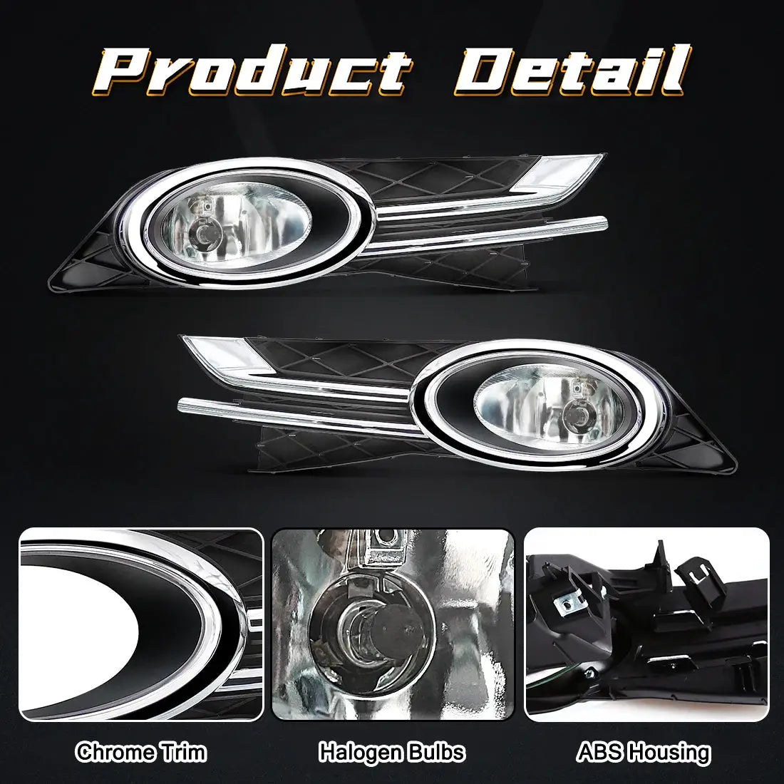 For Honda Odyssey 2014 2015 Fog Lamp Halogen Bumper Driving Daylight DRL Lights Chrome Trim Wires Switch HD697 by InterCyprus Trading Ltd
