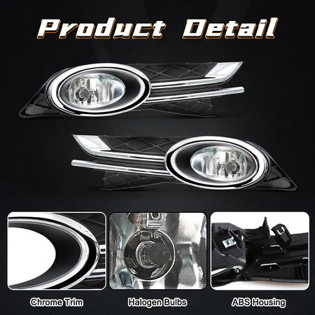 For Honda Odyssey 2014 2015 Fog Lamp Halogen Bumper Driving Daylight DRL Lights Chrome Trim Wires Switch HD697 by InterCyprus Trading Ltd