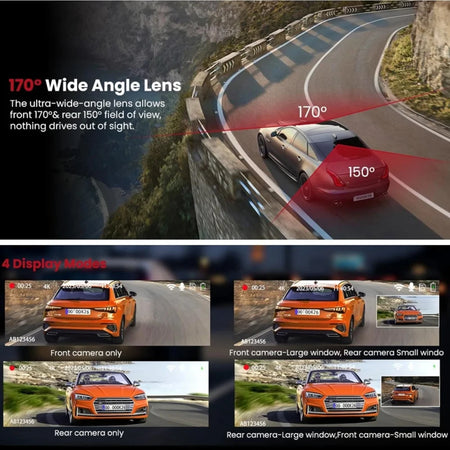 Kocam 4K WiFi Dash Cam &ndash; Dual Lens Front and Rear Recording