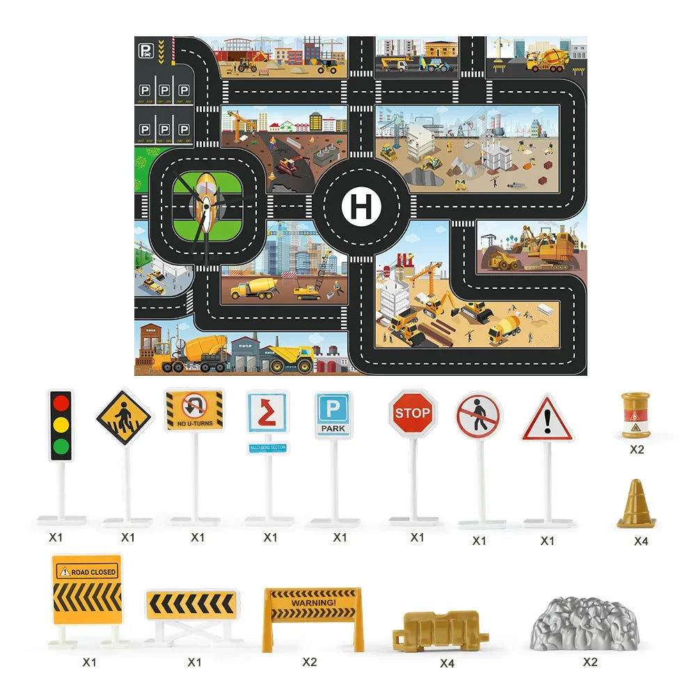 Coolplay City Road Map Mat &ndash; Interactive Traffic Play Area for Kids Map A -Sign 2