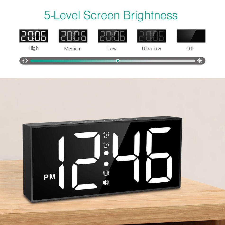 Vibrationswecker mit Bettvibrator, 7,5-Zoll LED-Display für Tiefschläfer
