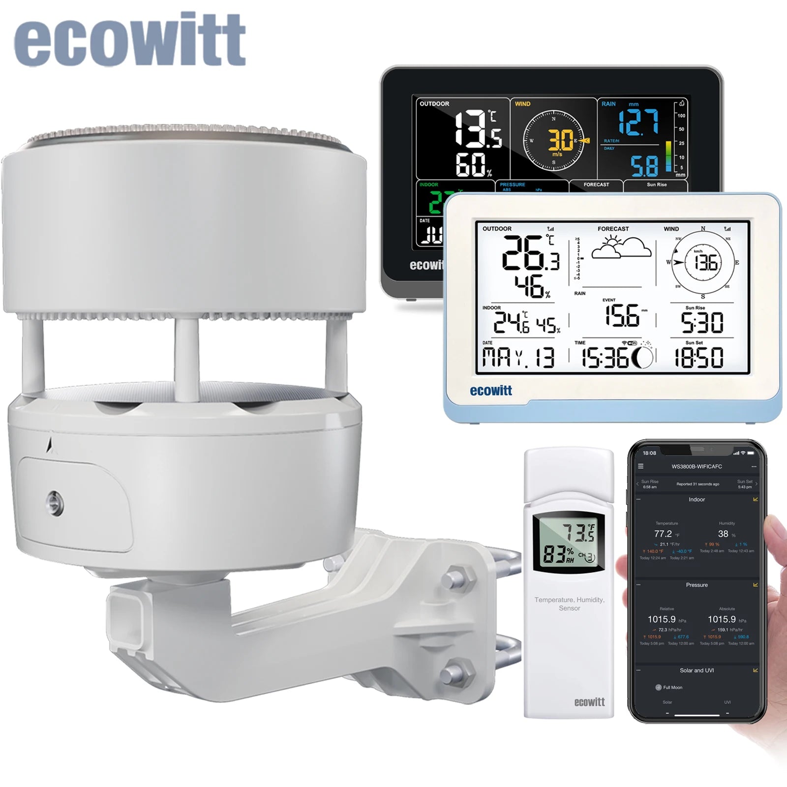 Ecowitt Essense3 Wireless Weather Station with 7.5'' Display - Complete Weather Monitoring System