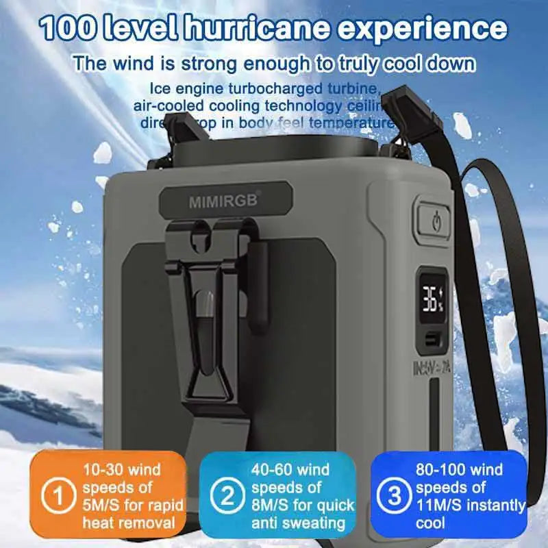 10000mAh Portable Waist Fan &ndash; 3 In 1 Power Bank LED Light