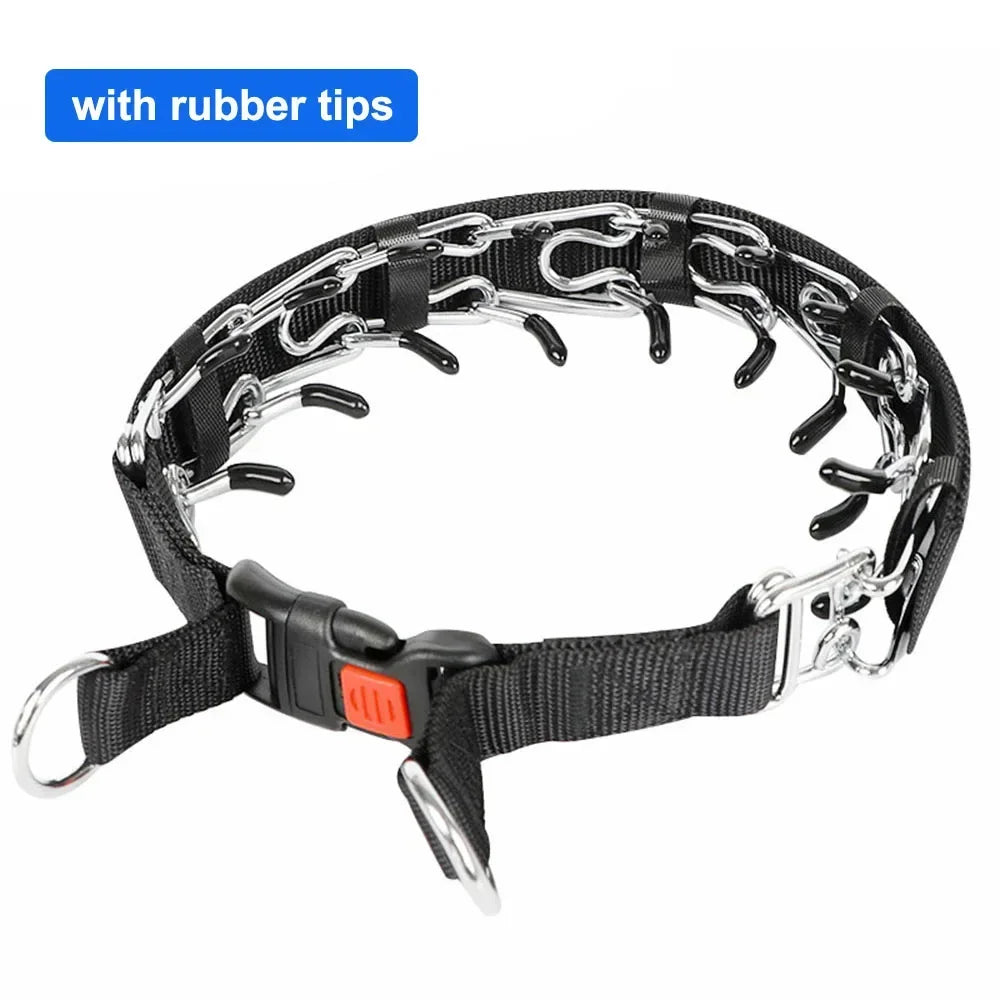 NoEnName_Null Adjustable Prong Dog Training Collar with Quick Release Buckle &amp; Nylon Cover with rubber tips / XL 60cm(neck50-60cm)