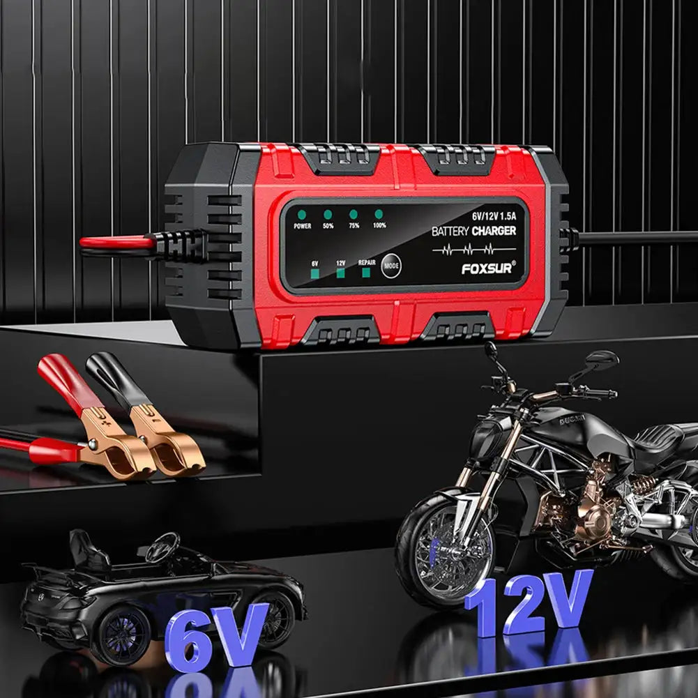 Smart Battery Charger 6V 12V 1.5A For Cars SUVs LeadAcid Gel