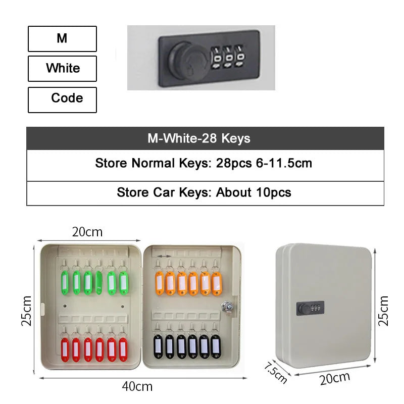 Key Safe Box New Multi Keys Storage &ndash; Secure Key Organizer M-white-code