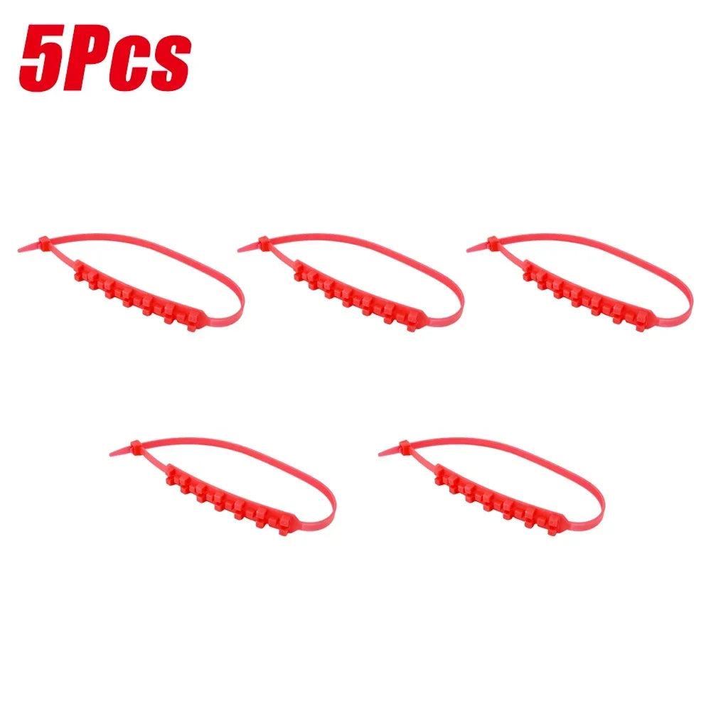 Universal Anti-Slip Emergency Snow Chains &ndash; Winter Traction 5pcs red