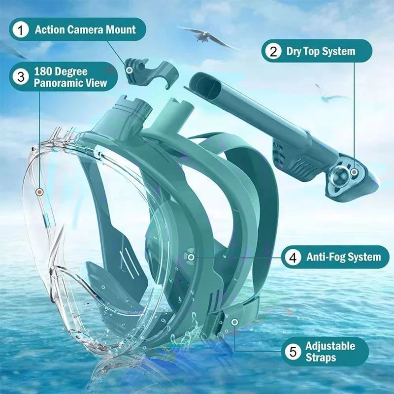 Underwater Snorkeling Full Face Mask Set &ndash; Comfortable Immersive Experience