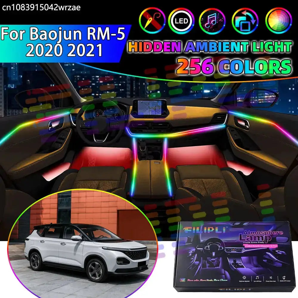 For Baojun RM-5 2020 2021 SUV RGB Car Interior Ambient Lights Strips Breathing Lighting Kit App Control LED strips Auto Parts by InterCyprus Trading Ltd