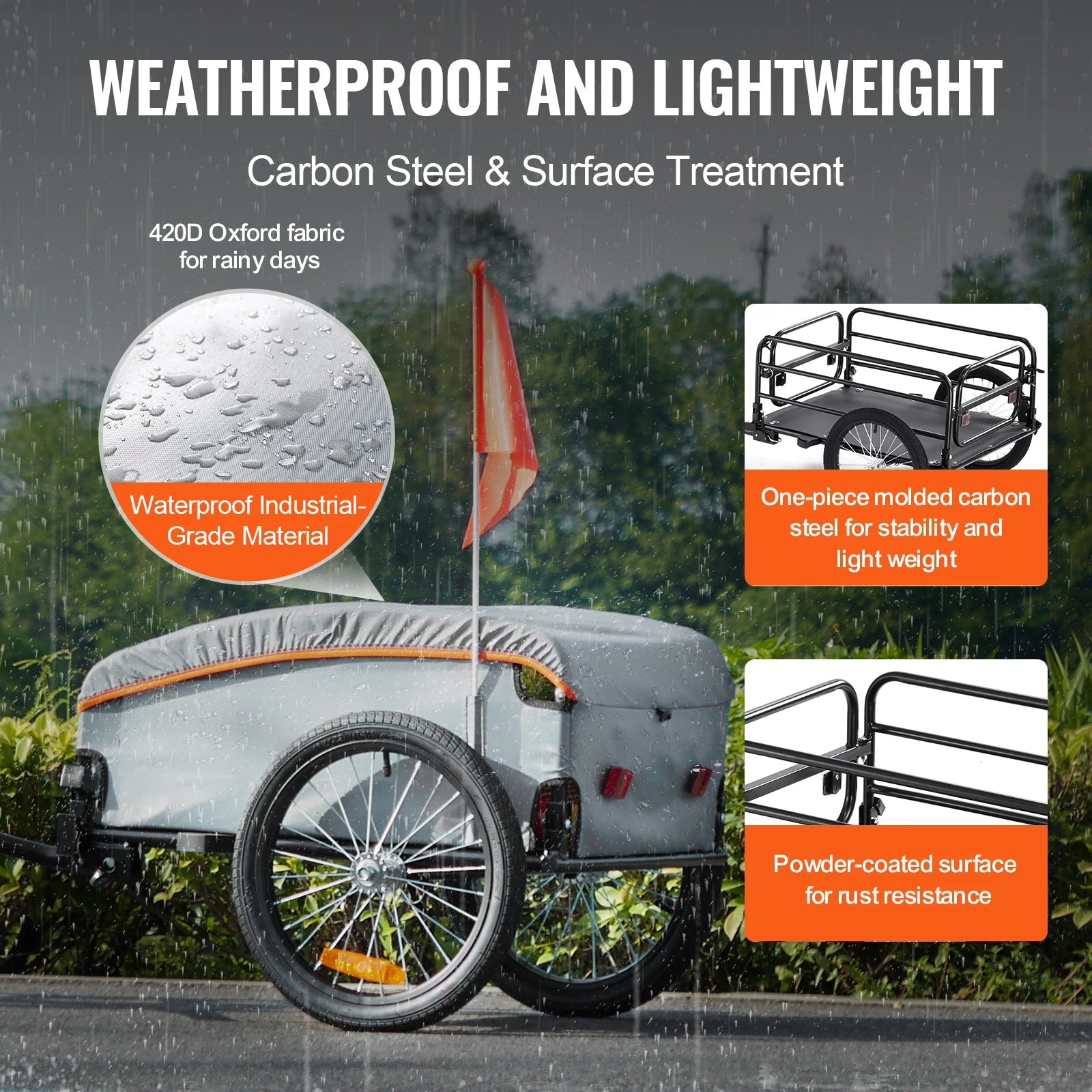 SucceBuy Bike Cargo Trailer Foldable Wagon &ndash; Waterproof