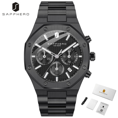 SAPPHERO Men's Watch &ndash; Waterproof Chronograph With Date black