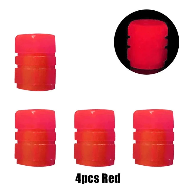 4PCS Motorcycle Valve Caps &ndash; Luminous Design for Enhanced Visibility red-4pcs