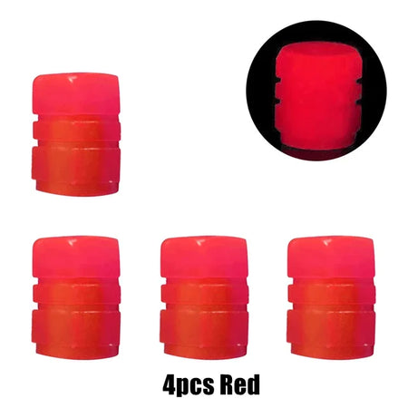 4PCS Motorcycle Valve Caps &ndash; Luminous Design for Enhanced Visibility red-4pcs
