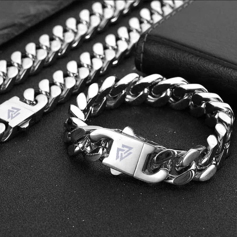 Viking Cast Cuban Chain Men's Bracelet in Stainless Steel silver / 21cm