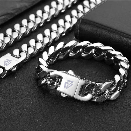 Viking Cast Cuban Chain Men's Bracelet in Stainless Steel silver / 21cm