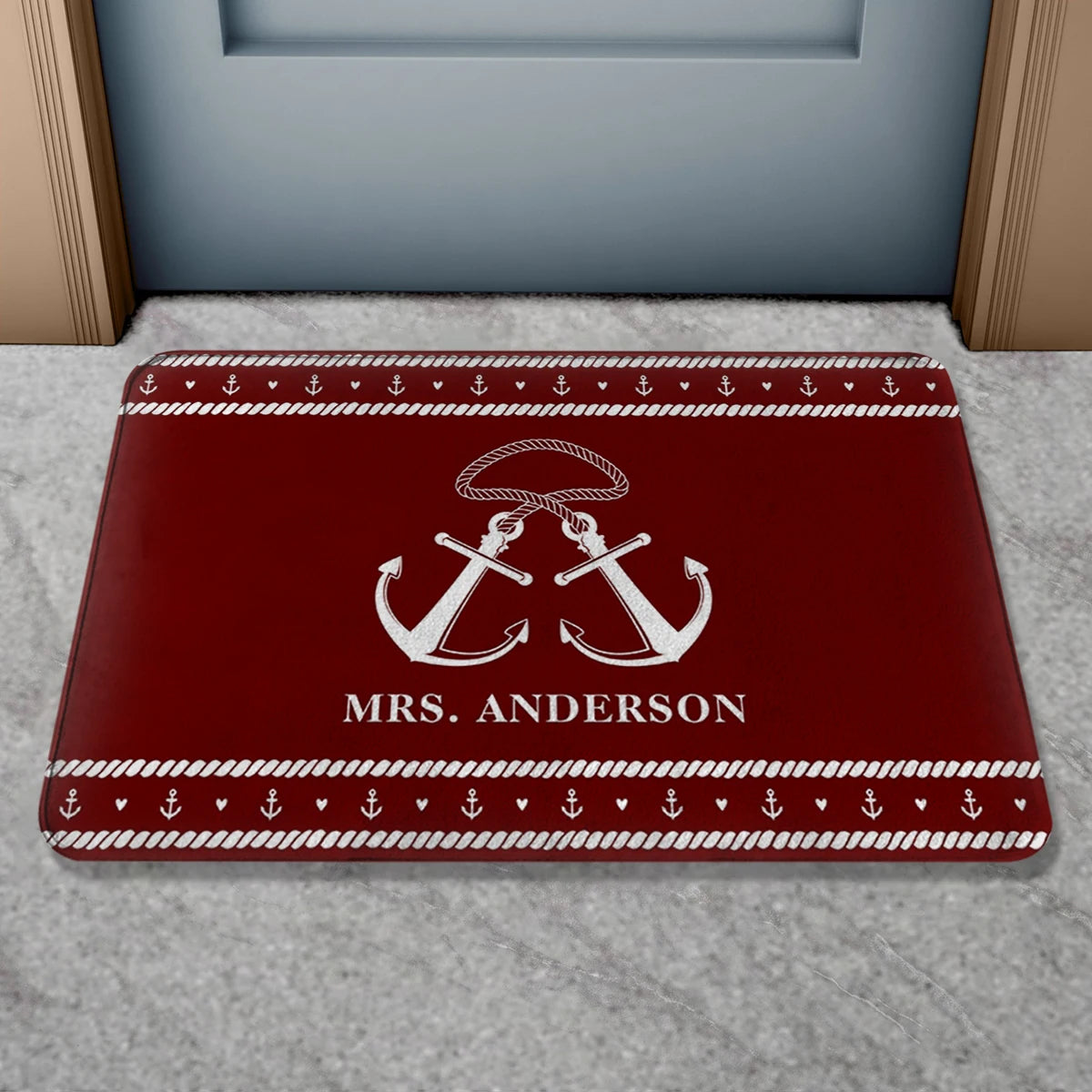 Custom Boat Name Non Slip Nautical Theme Doormat | Personalized Bath Rug
