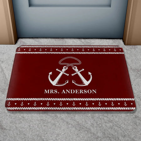 Custom Boat Name Non Slip Nautical Theme Doormat | Personalized Bath Rug