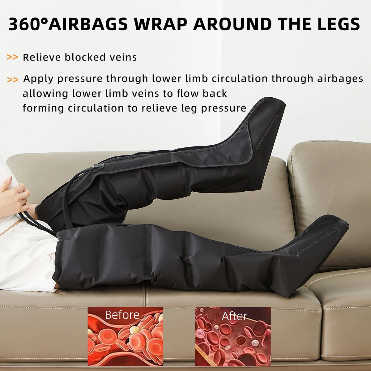 Air Compression Leg Massage 6 Airbag Boots &ndash; Relieves Pain