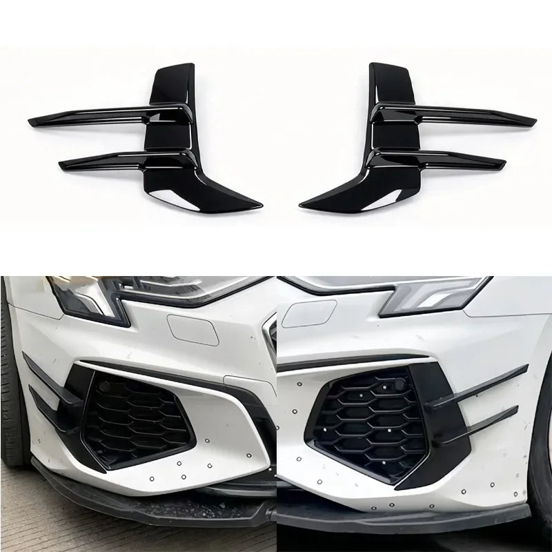 Aletas para paragolpes delantero con aspecto de fibra de carbono de ABS para Audi A3 S3 8Y S-Line