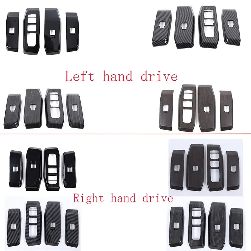 Marco de botón elevador de fibra de carbono ABS 4 piezas para Prado LC250