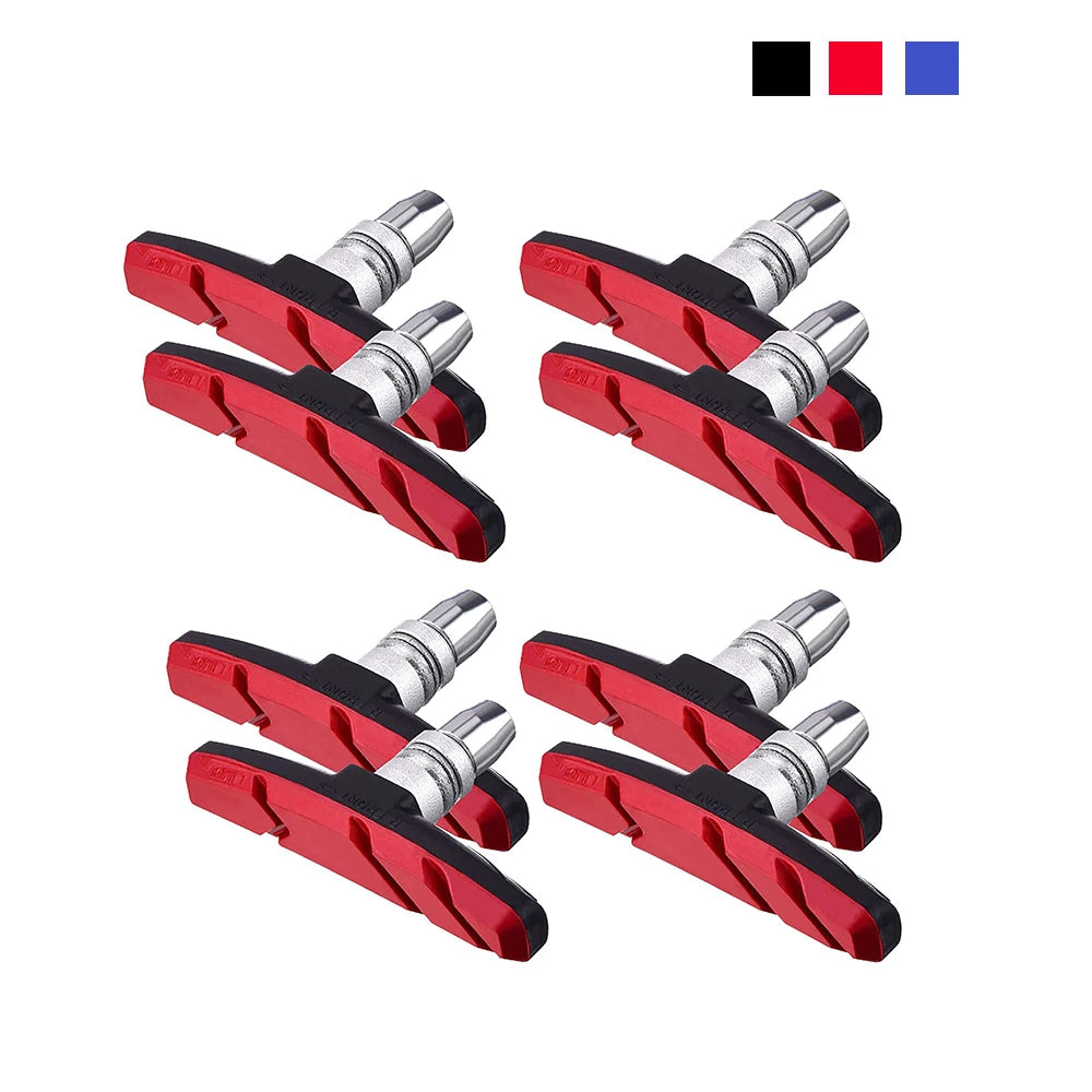 4 Pairs V-Shaped Silent Brake Pads For BMX - Quiet Durable 4pair Red